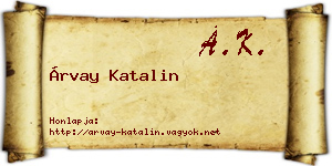 Árvay Katalin névjegykártya