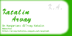katalin arvay business card